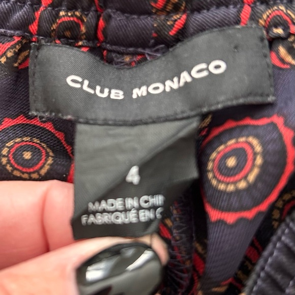 Club Monaco Printed Navy Pull on Pants - Picture 9 of 10